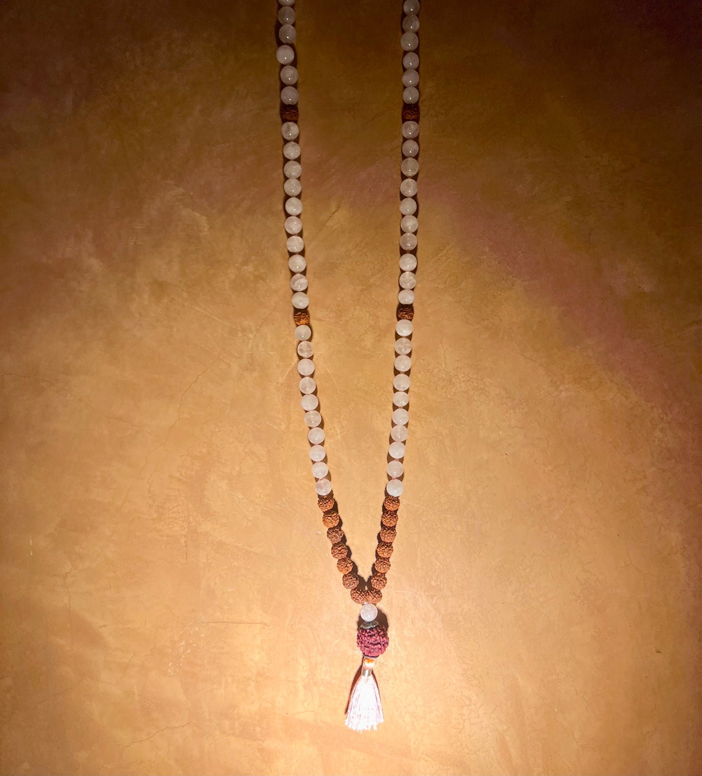 Rose Quartz and Rudraksha Mala