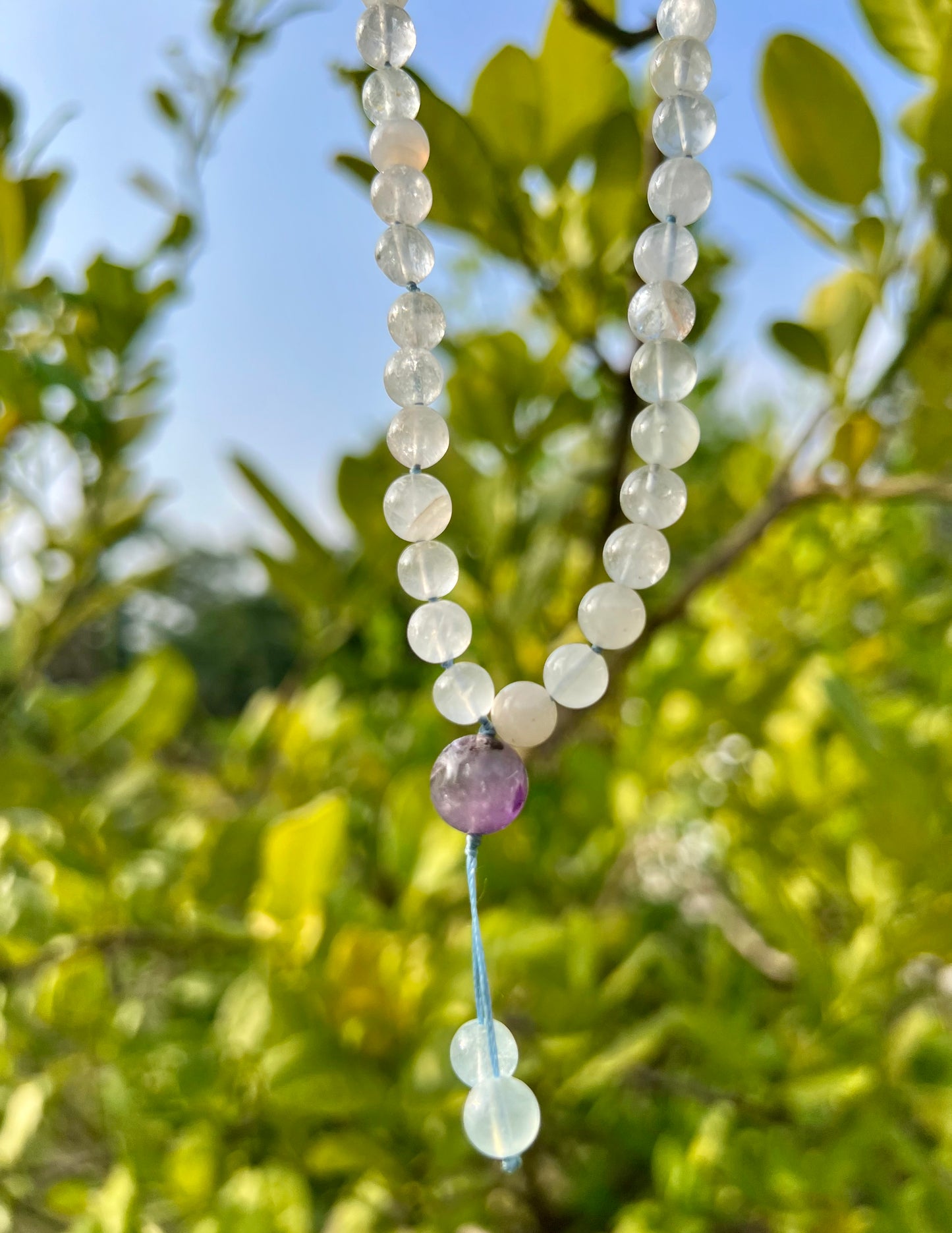 Aquamarine Amethist Mala 7mm