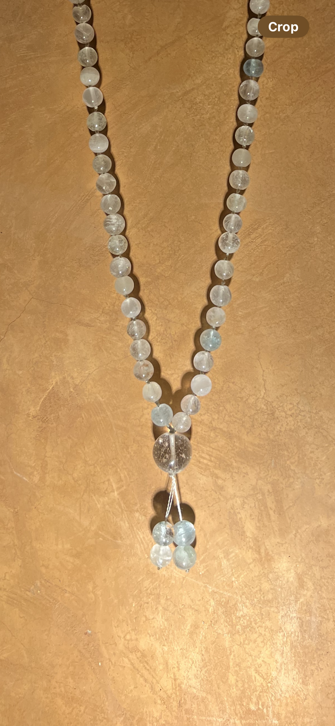 Aquamarine and White Quartz Mala 8mm